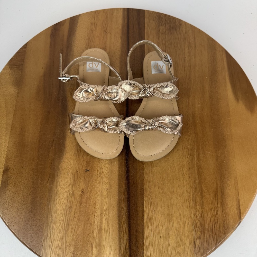 New Little Kids Dolce Vita Caicey Rose Gold Bow Ankle Strap Sandals Size 12 C